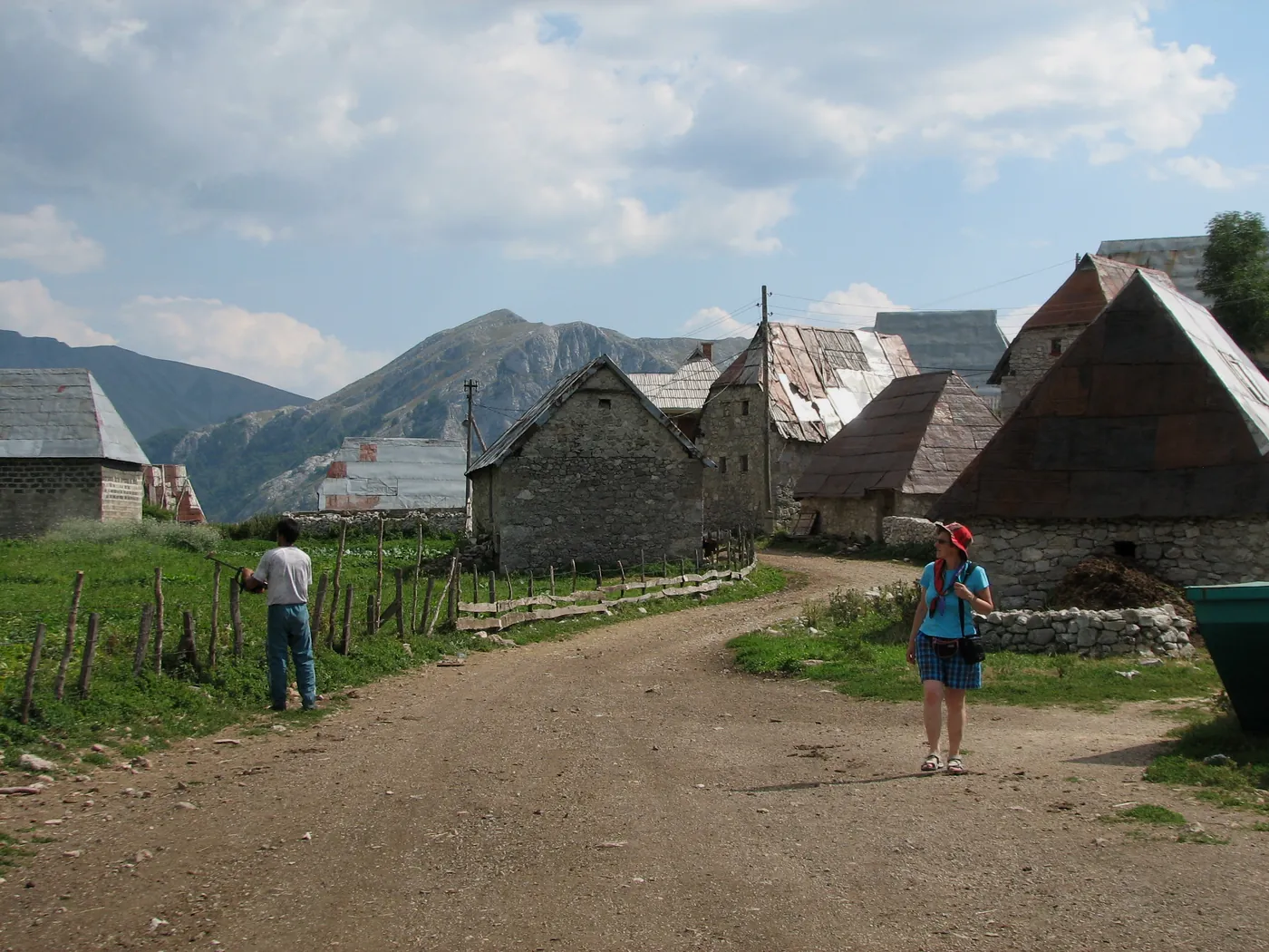 Lukomir, the highest village in the country, stone houses on the highland plateau